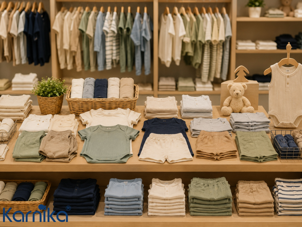 A child wearing everyday sustainable kidswear, basic tee and leggings from Karnika Industries
