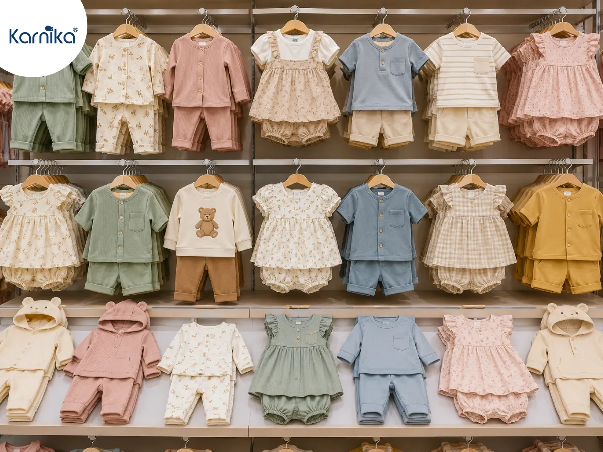 wholesale baby clothes in a store