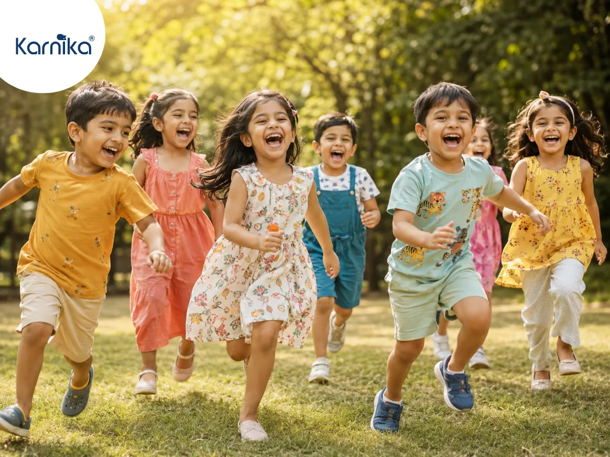 Children enjoying wearing Indian kidswear brands