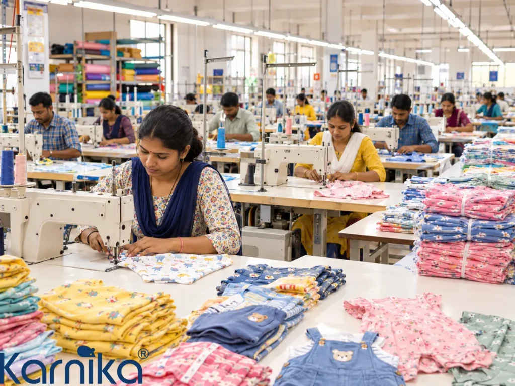 production taking place by kids wear manufacturers in India